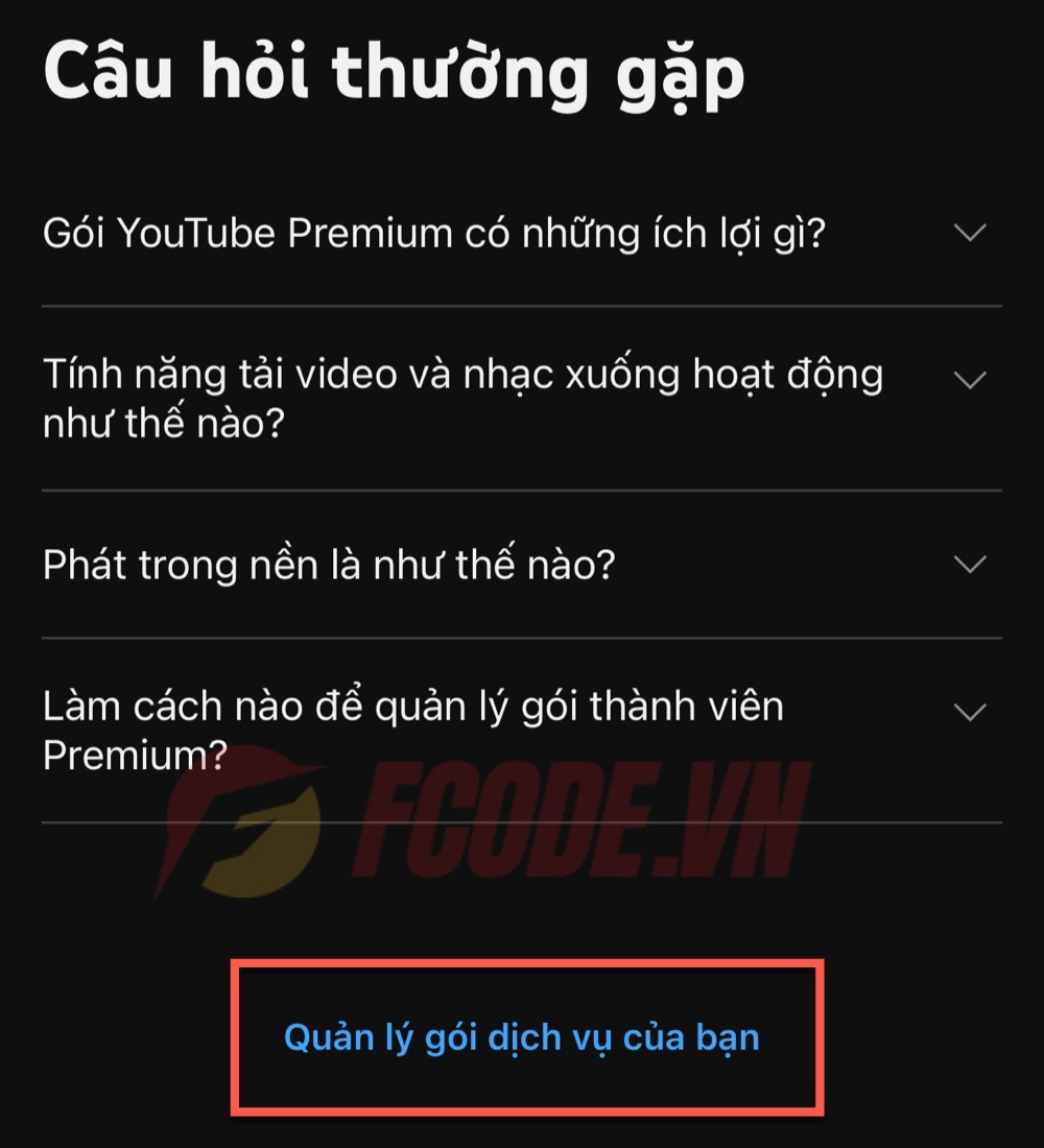 quản lý gói dịch vụ
