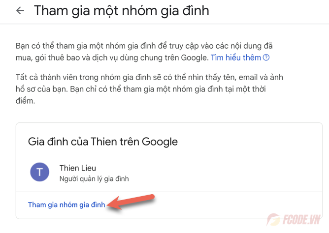 Tham gia nhóm gia đình